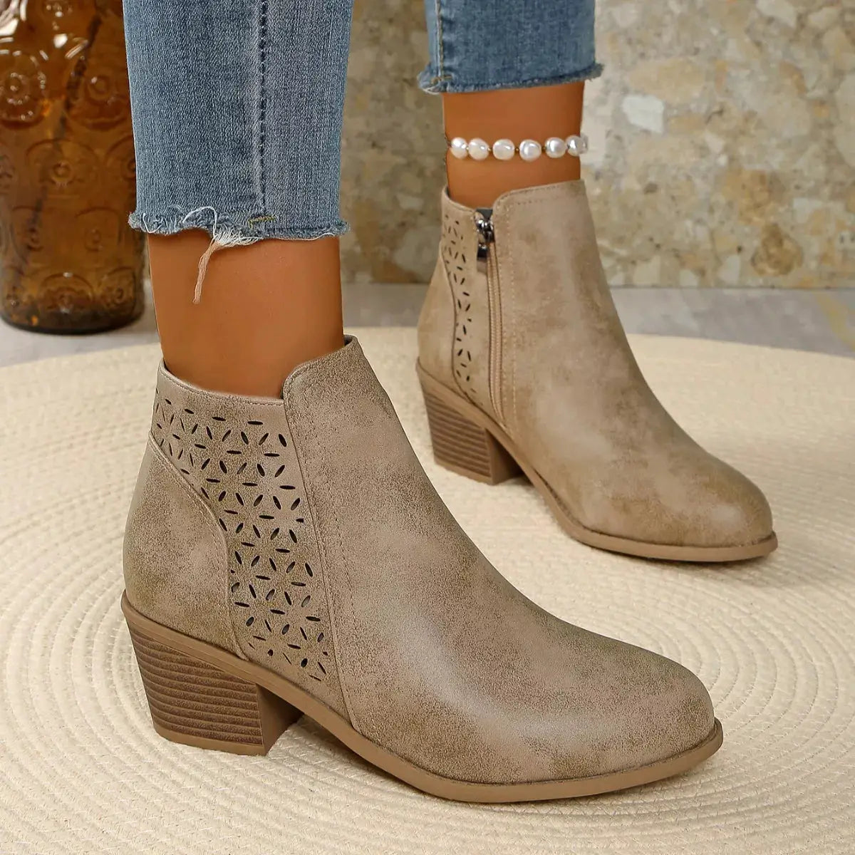 Point Toe Block Heels Boots by Trendsi