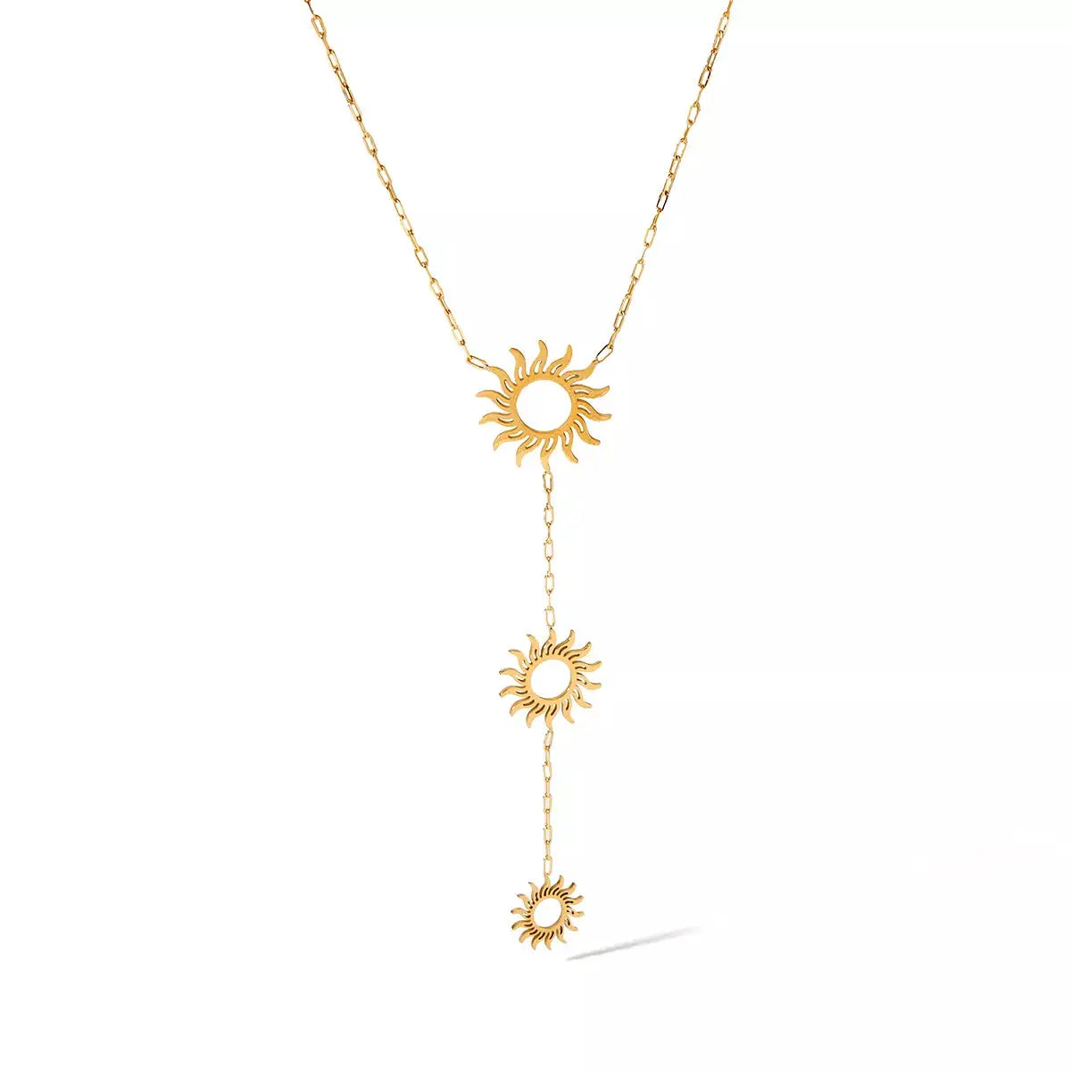 18K Gold-Plated Sun Pendant Necklace by Trendsi