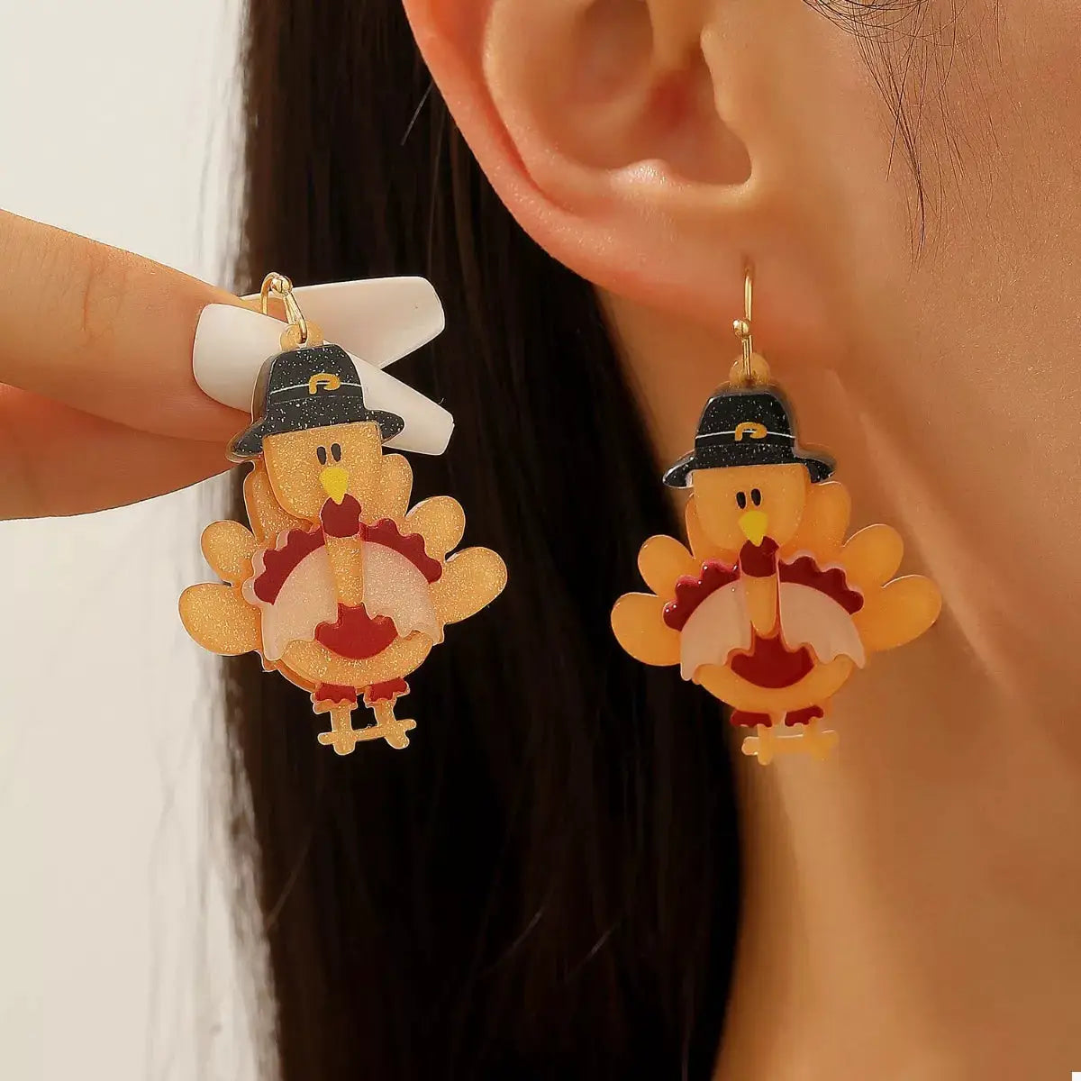 Thanksgiving Turkey Dangle Earrings by Trendsi