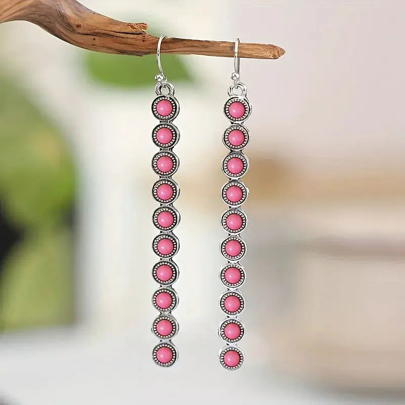 Artificial Turquoise Alloy Bar Earrings by Trendsi