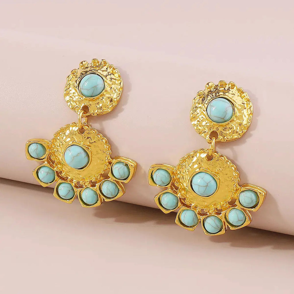 18K Gold-Plated Turquoise Dangle Earrings by Trendsi