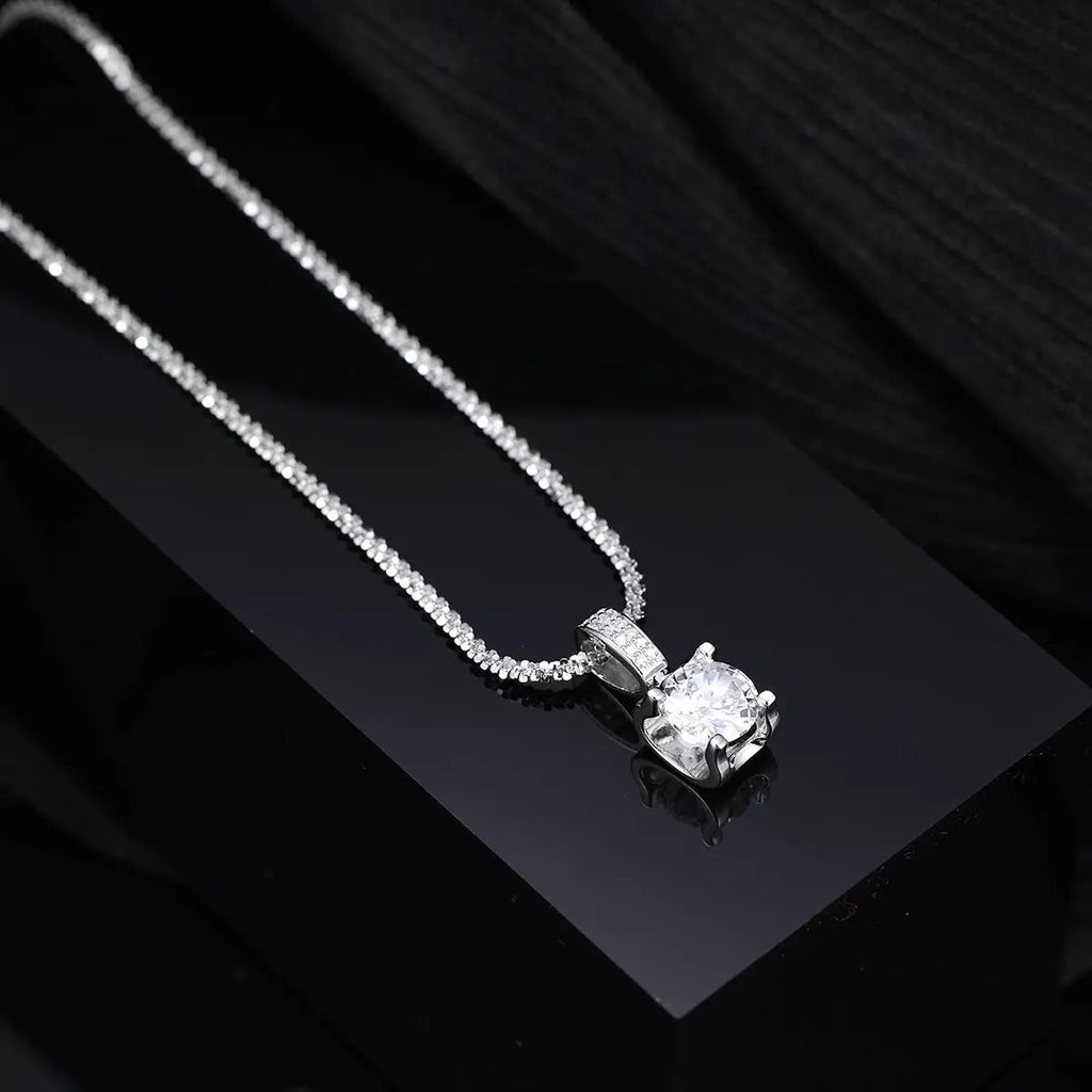 925 Sterling Silver Zircon Pendant Necklace by Trendsi