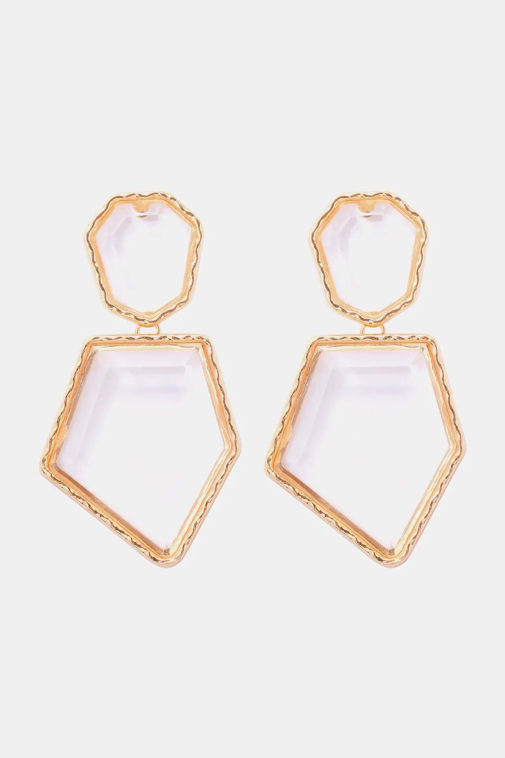 Geometrical Shape Zinc Alloy Frame Resin Dangle Earrings by Trendsi
