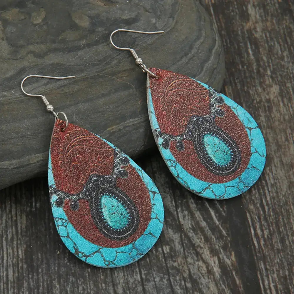 PU Leather Iron Hook Teardrop Earrings by Trendsi