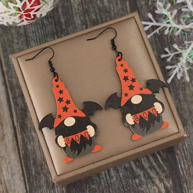Wooden Point Hat Gnome Shape Earrings by Trendsi