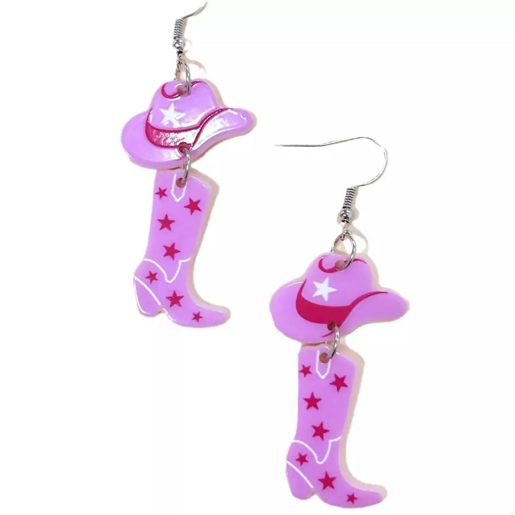 Cowboy Boot and Hat Dangle Earrings by Trendsi