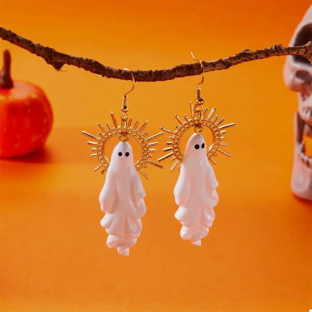 Halloween Sunburst Ghost Drop Earrings by Trendsi