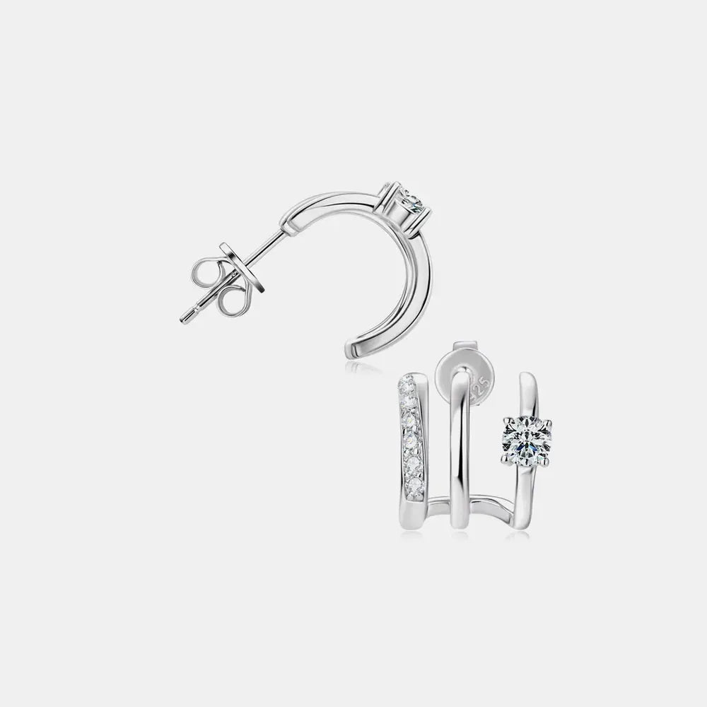 Moissanite 925 Sterling Silver Earrings by Trendsi