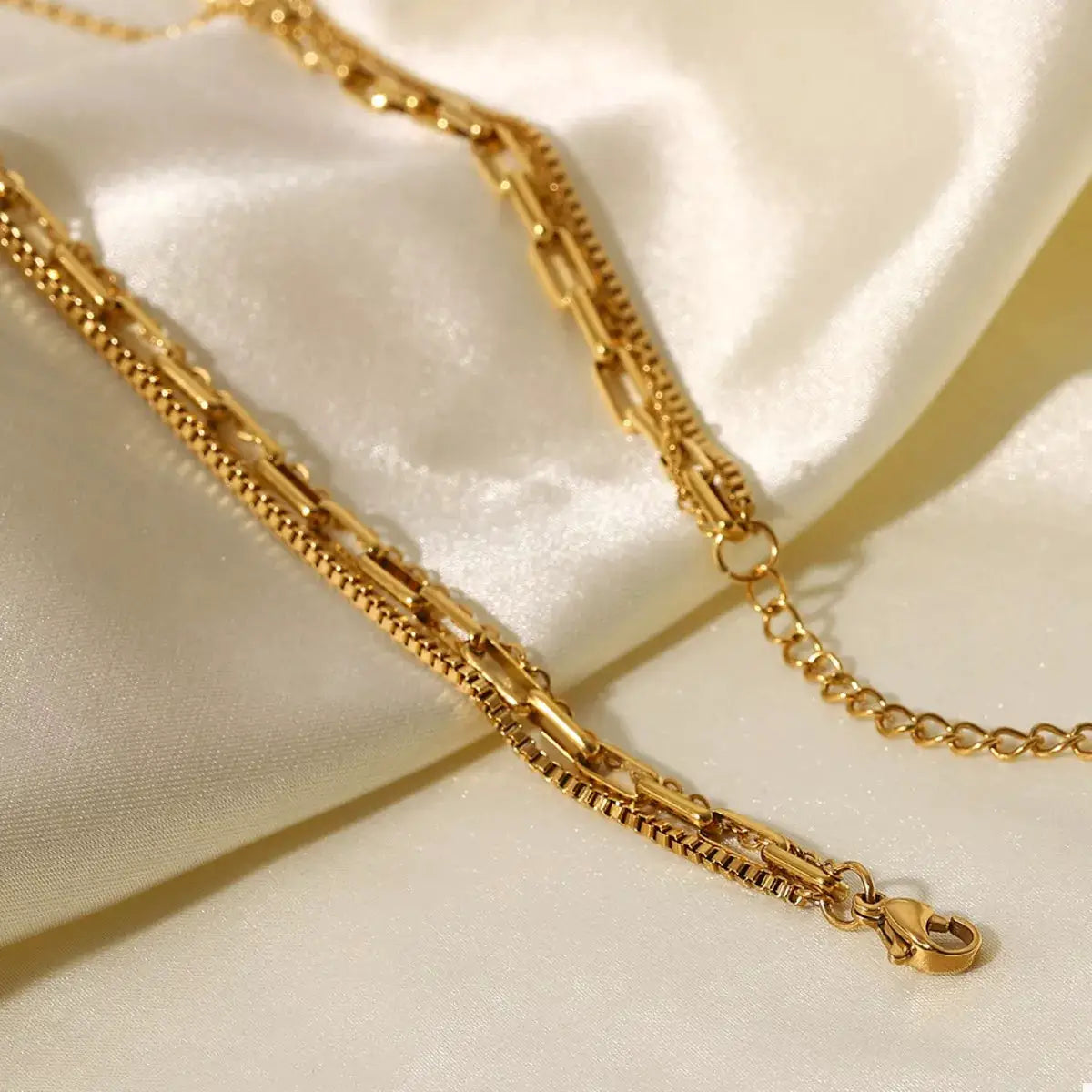 18K Gold-Plated Three Layered Necklace by Trendsi