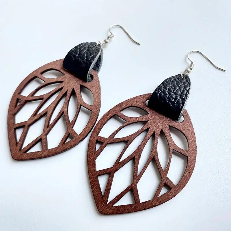 Leaf Drop Earrings by Trendsi