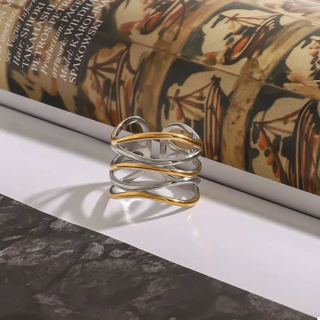 Two-Tone Open Ring by Trendsi