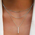 Three Layered Bar Pendant Necklace by Trendsi