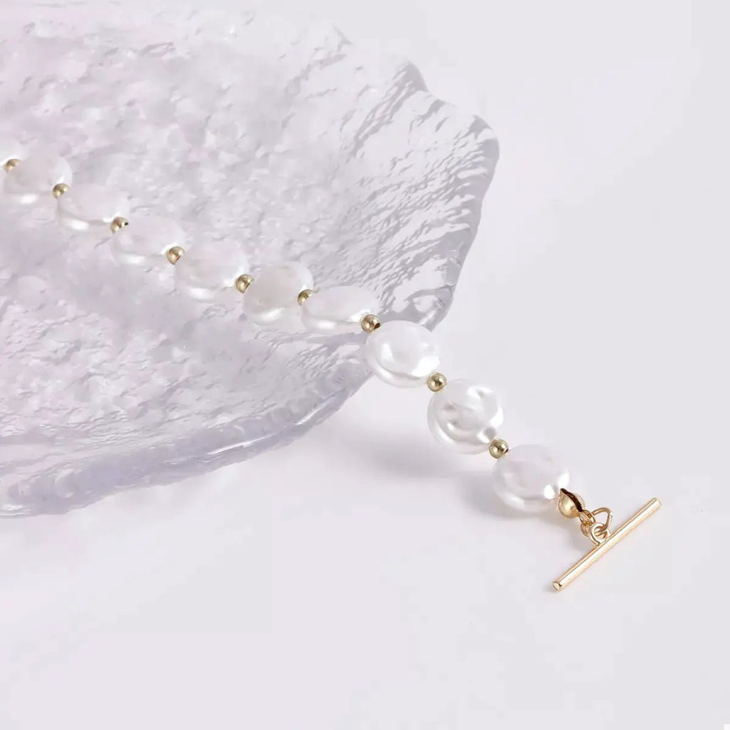 18K Gold-Plated Pearl Drop Necklace by Trendsi