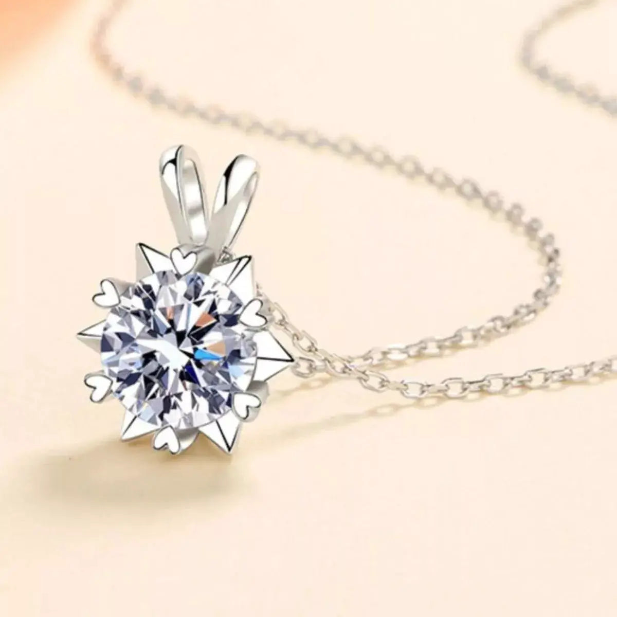1 Carat 925 Sterling Silver Moissanite Pendant Necklace by Trendsi