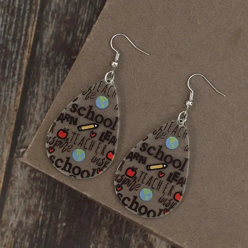 Acrylic Letter Teardrop Shape Earrings by Trendsi