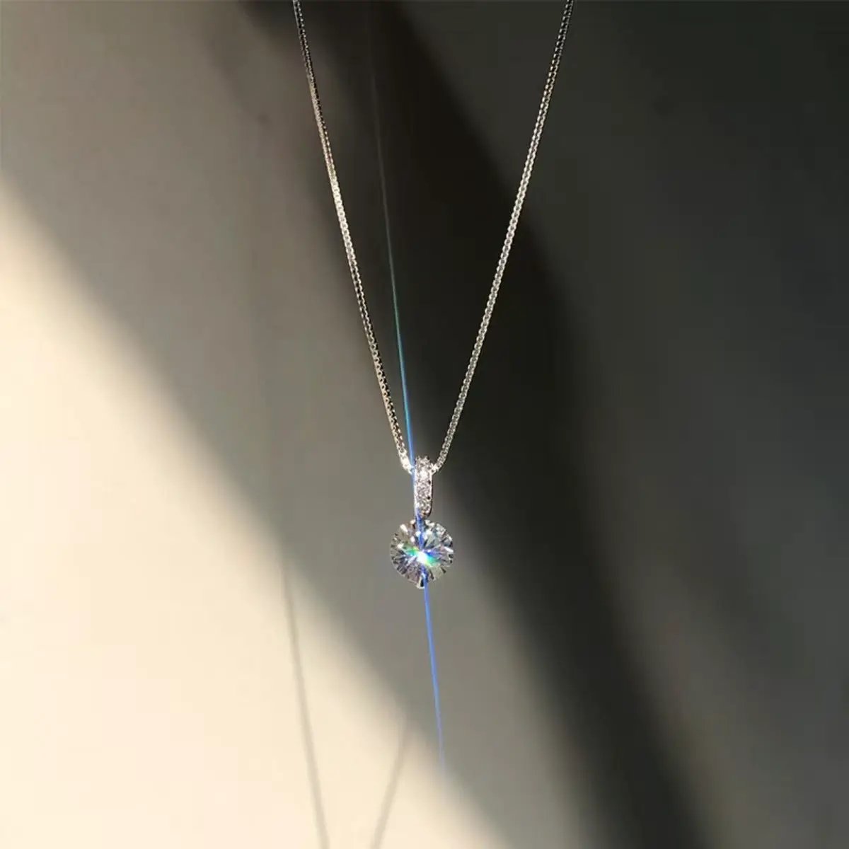 1 Carat Moissanite 925 Sterling Silver Pendant Necklace by Trendsi