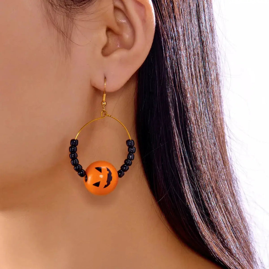 18K Gold-Plated Halloween Bead Earrings by Trendsi