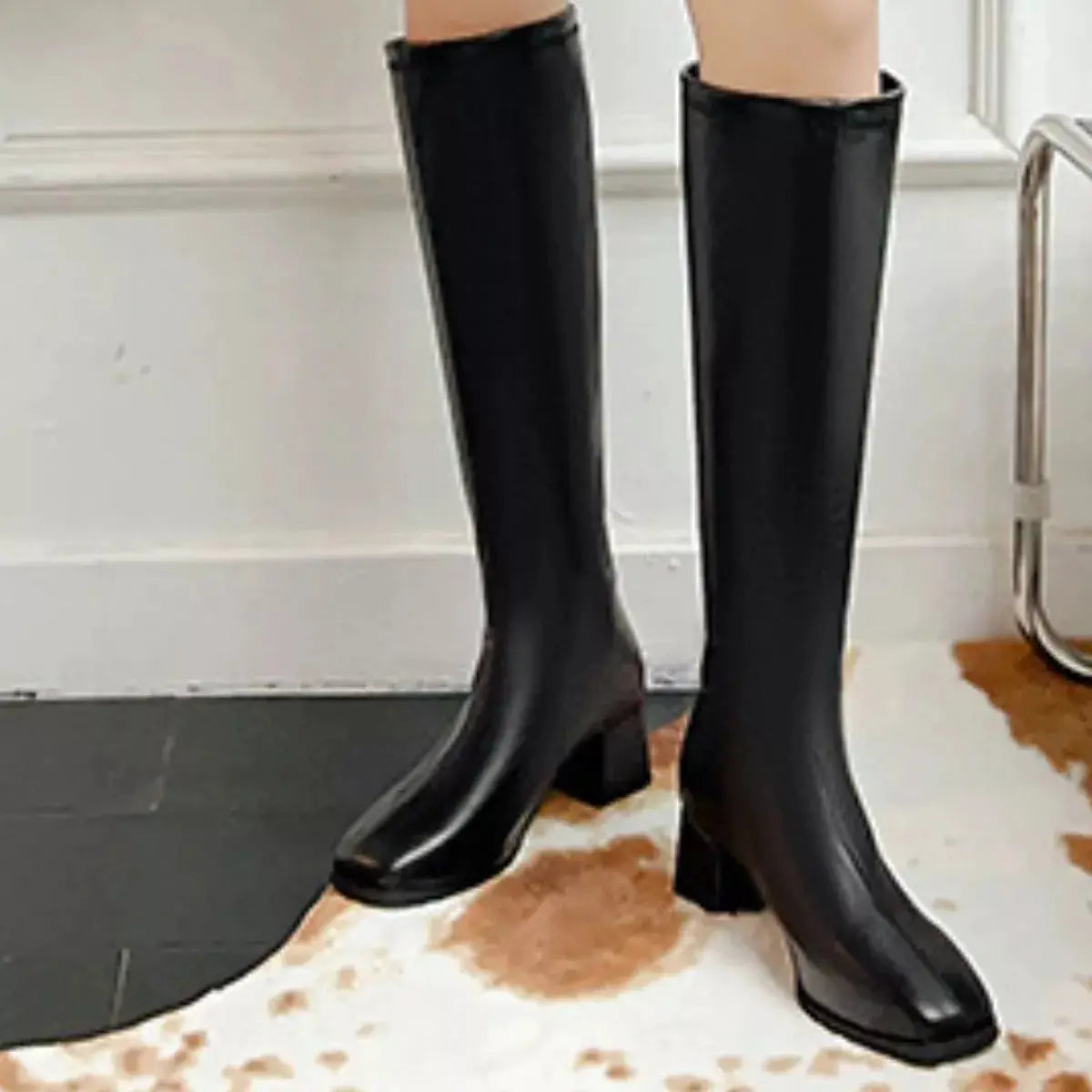 Square Toe Block Heels Boots by Trendsi