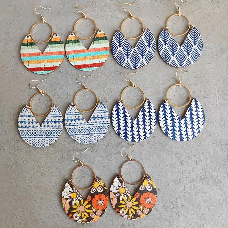 Ms.Pac-Man Shape Wooden Dangle Earrings by Trendsi