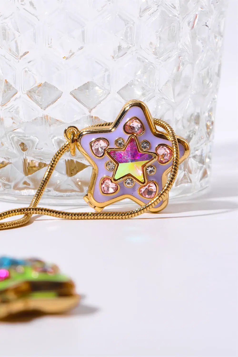 Rhinestone Decor Star Box Pendant Necklace by Trendsi