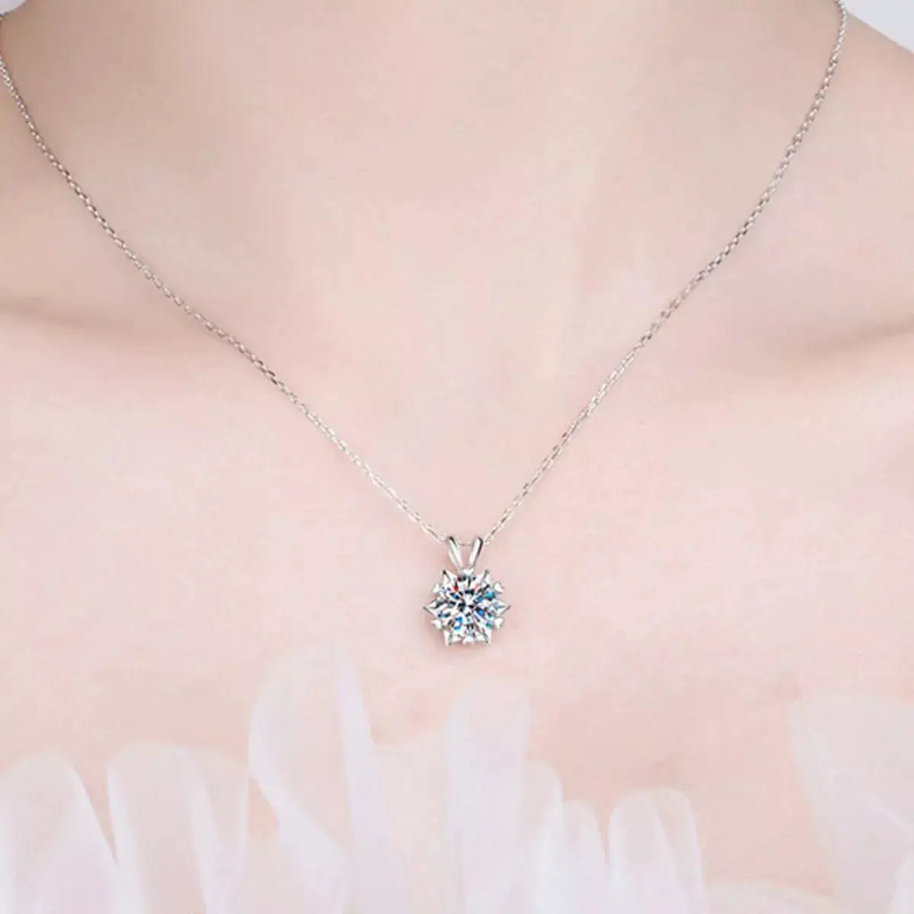 1 Carat 925 Sterling Silver Moissanite Pendant Necklace by Trendsi