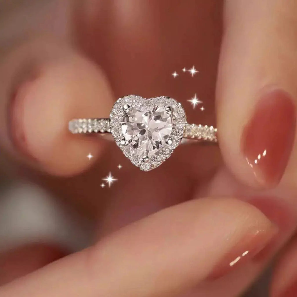 1 Carat Moissanite 925 Sterling Silver Heart Ring by Trendsi