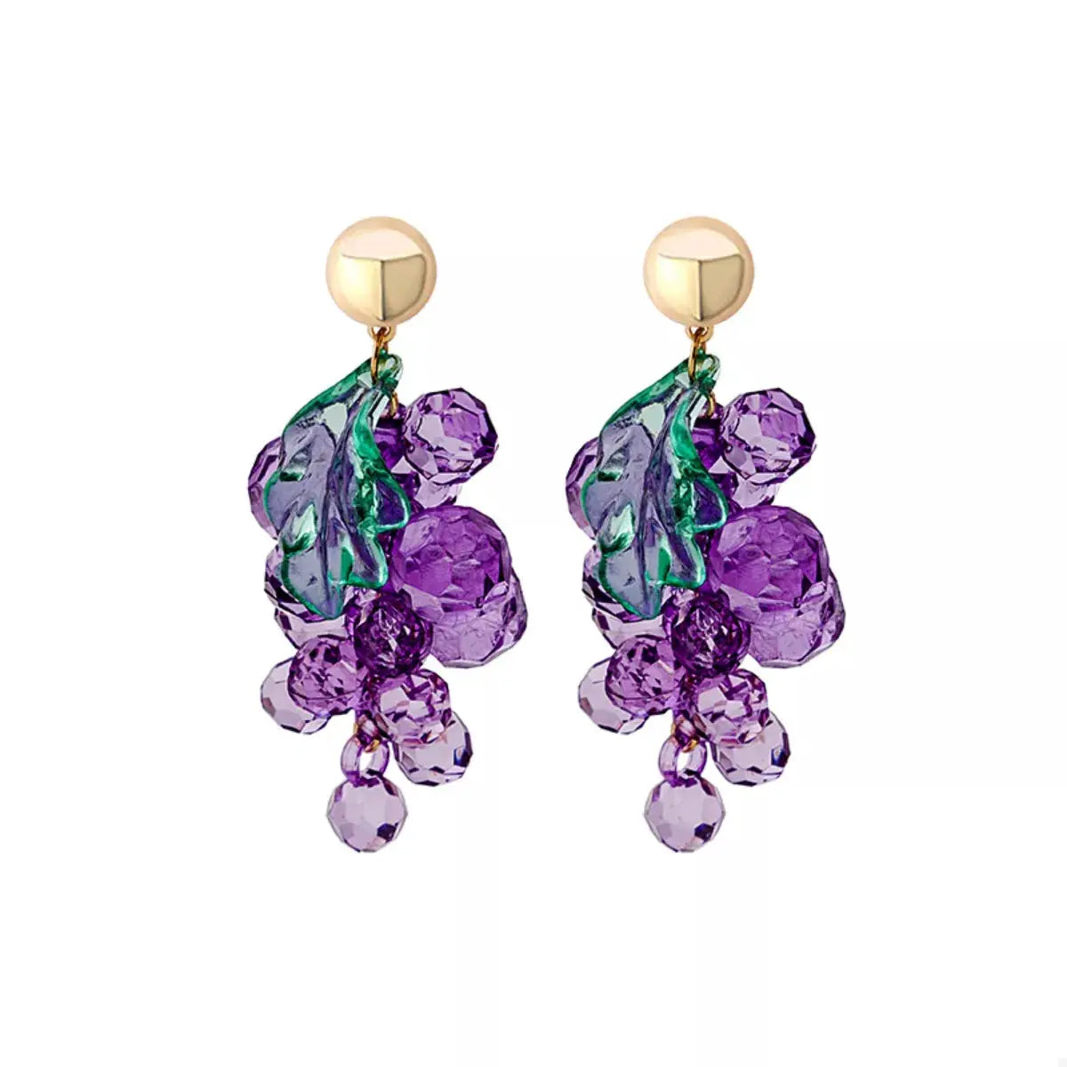 Grape Cluster Beaded Dangle Earrings by Trendsi