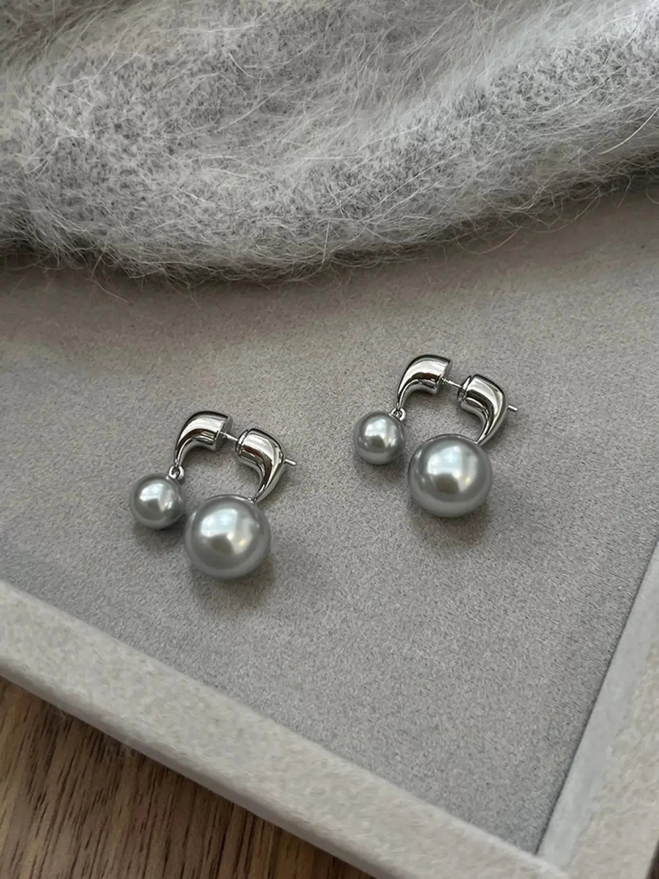 Pearl Alloy Drop Earrings by Trendsi