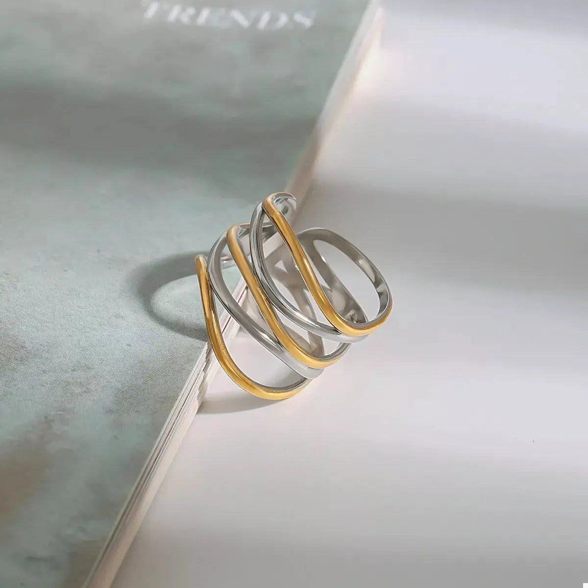 Two-Tone Open Ring by Trendsi