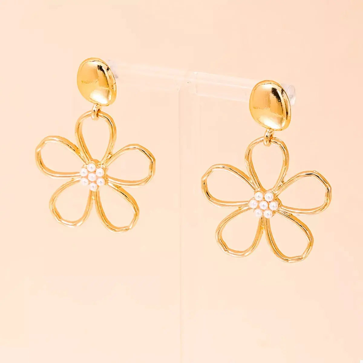 Alloy Flower Drop Earrings by Trendsi