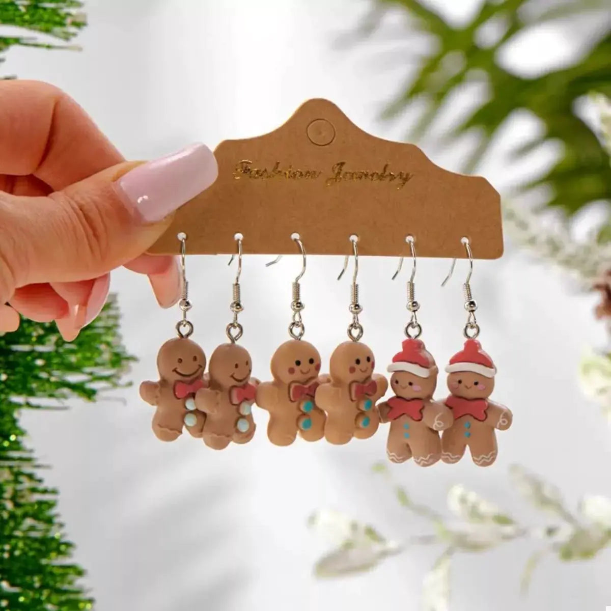 3 Piece Christmas Gingerbread Man Drop Earrings by Trendsi