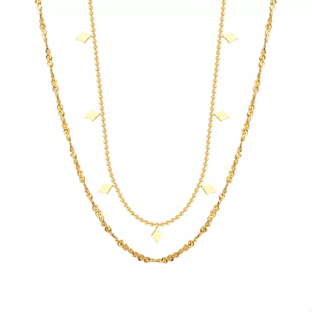 18K Gold-Plated Titanium Steel Layered Necklace by Trendsi