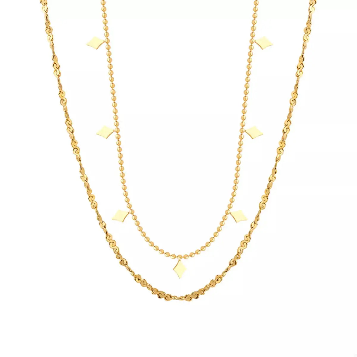 18K Gold-Plated Titanium Steel Layered Necklace by Trendsi