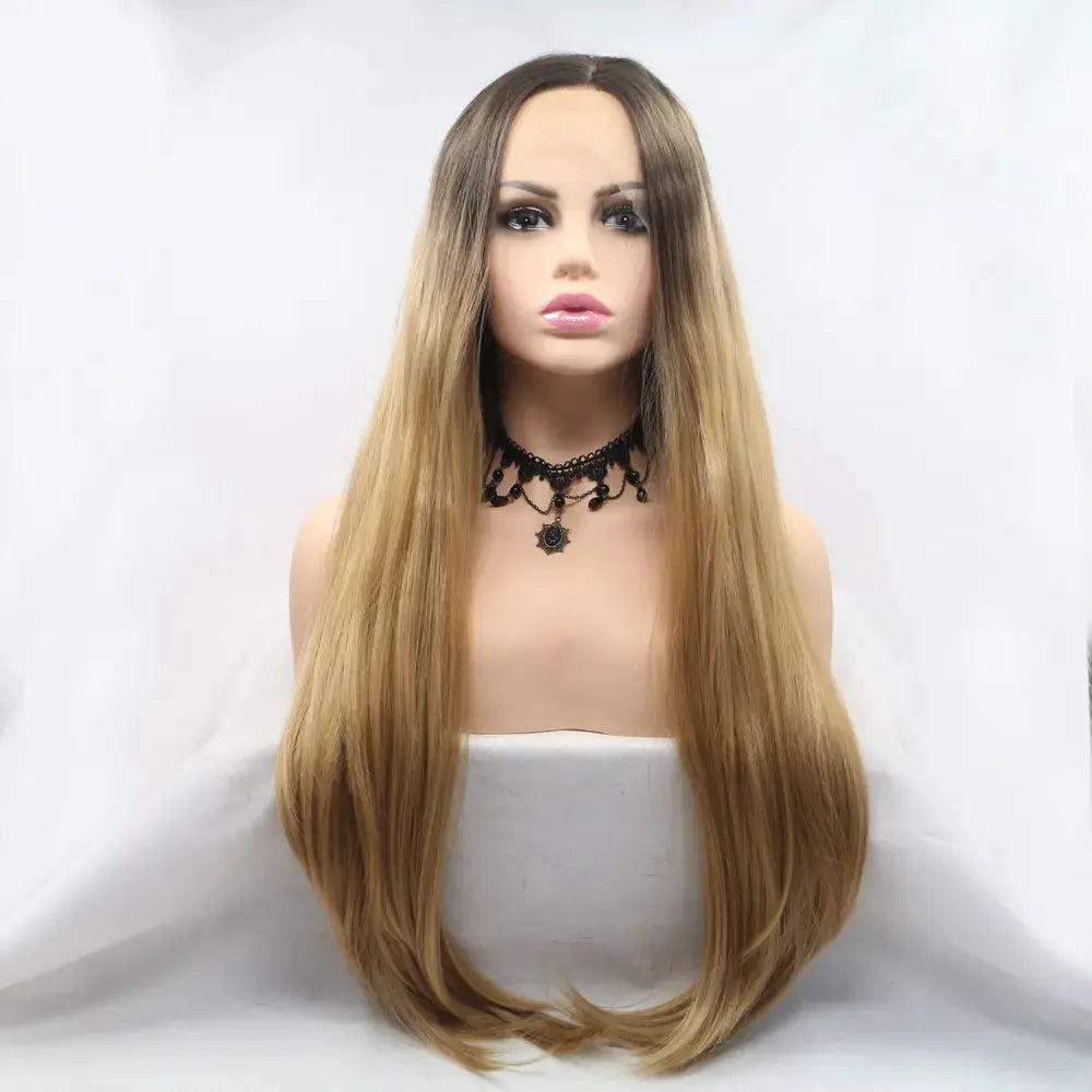 13*3" Lace Front Wigs Synthetic Long Straight 24" 130% Density by Trendsi