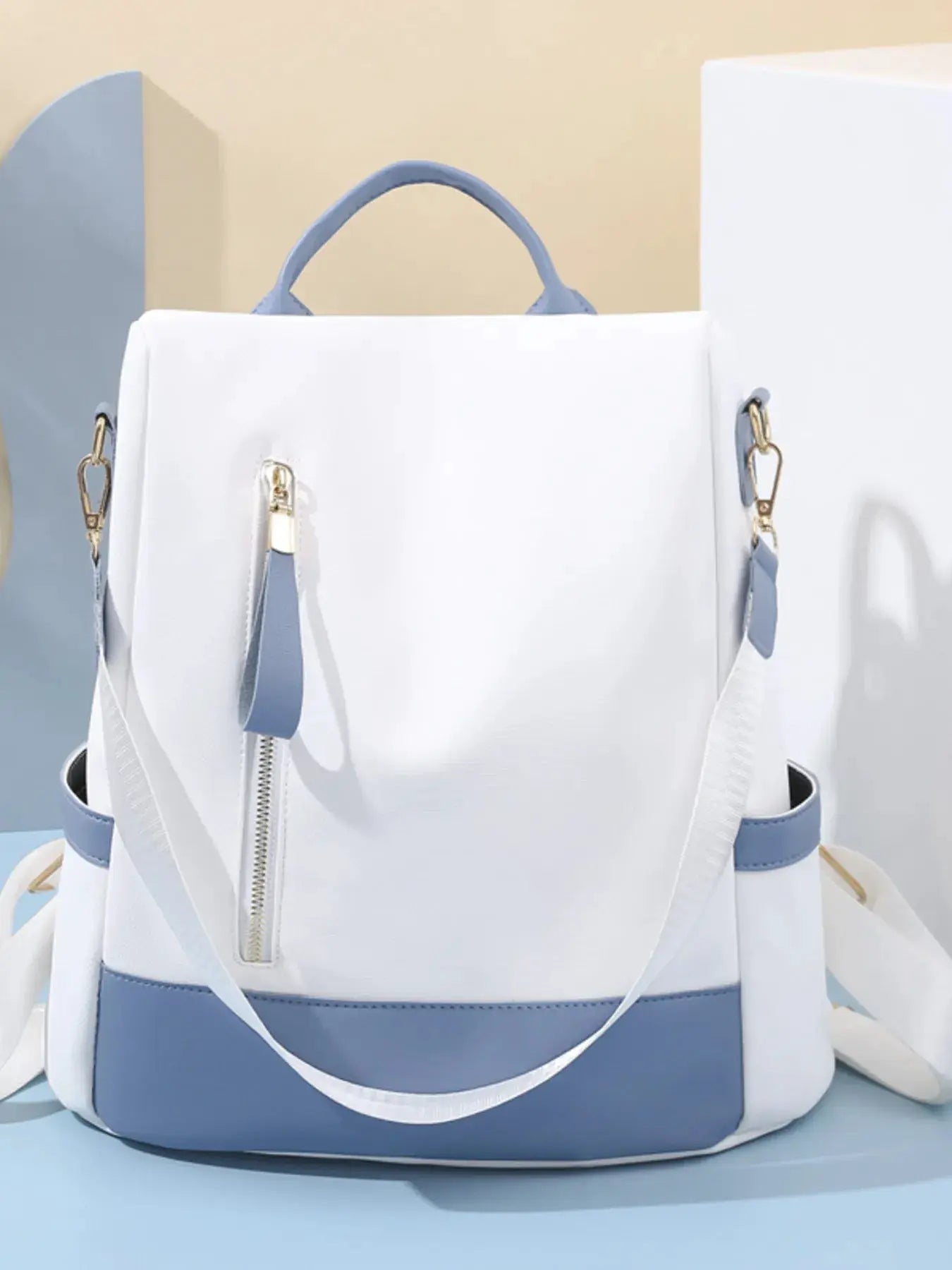 Color Block Convertible Backpack Bag by Trendsi