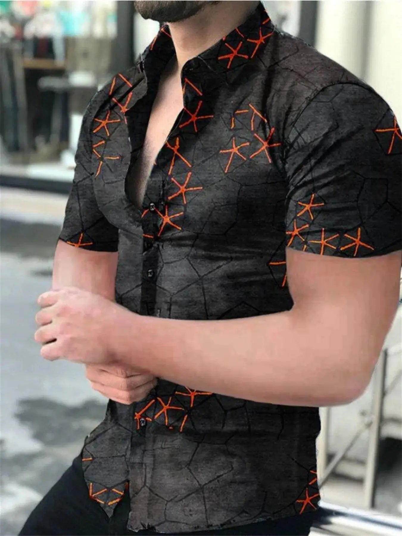 Men's Full Size Printed Short Sleeve Shirt Plus Size by Trendsi