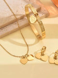 18K Gold-Plated Heart Jewelry Set by Trendsi