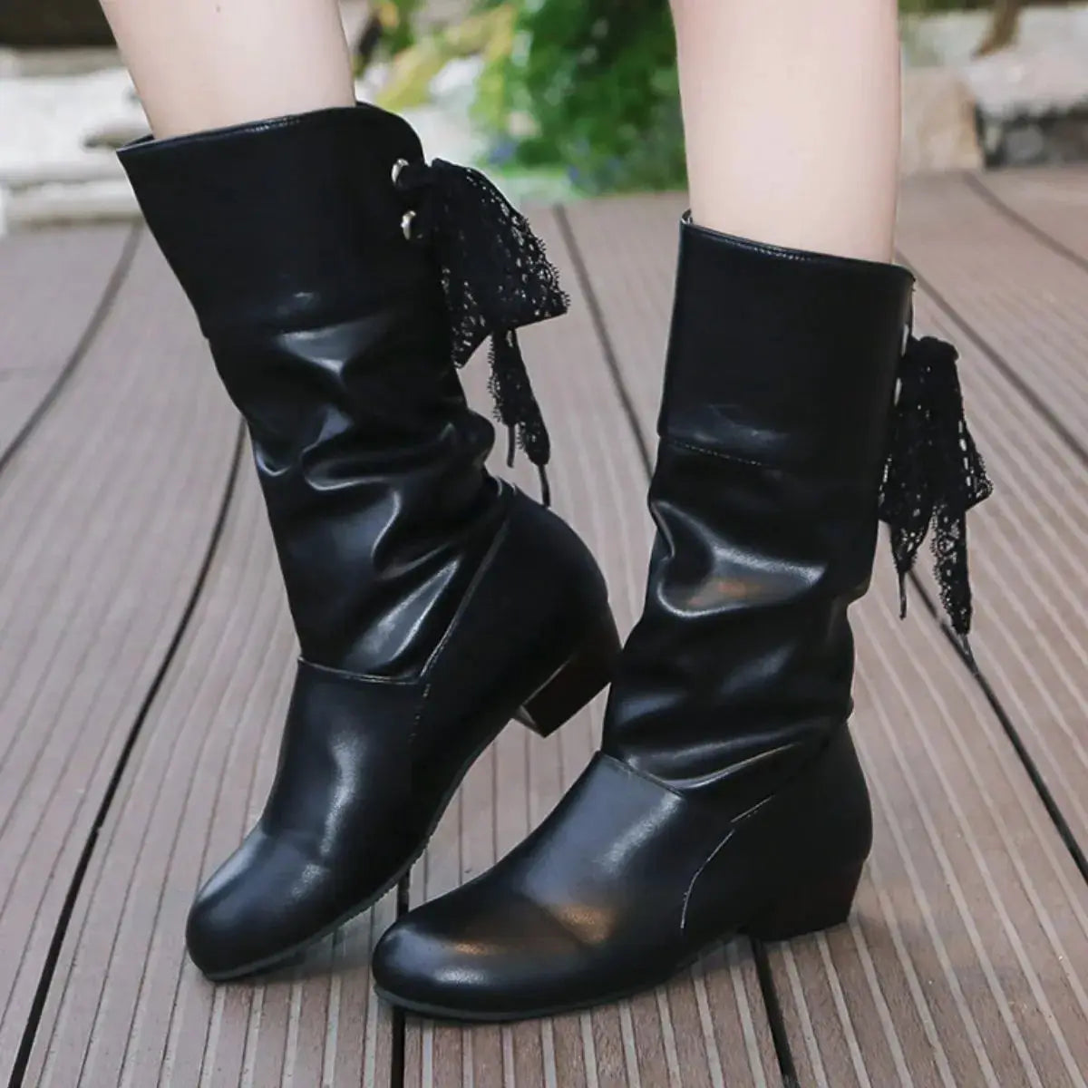 Point Toe Block Heels Boots by Trendsi