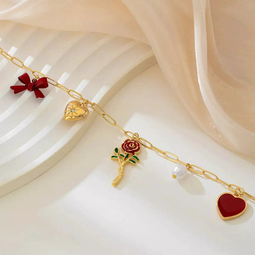 18K Gold-Plated Alloy Chain Necklace with Pendant by Trendsi