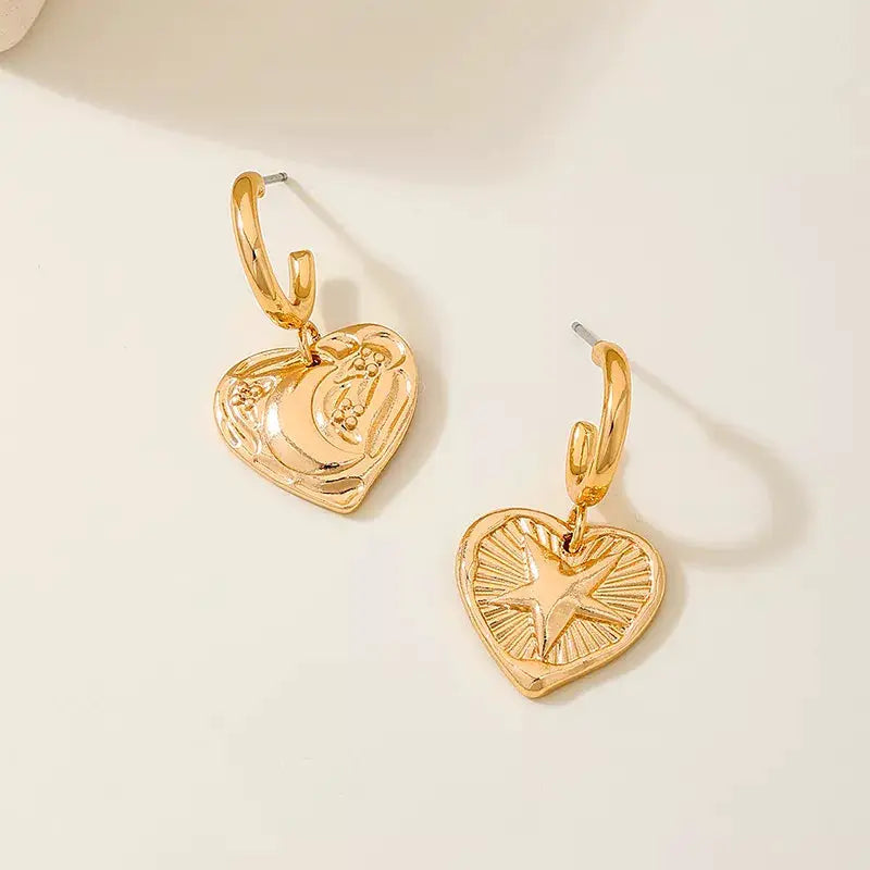 18K Gold-Plated Heart Earrings by Trendsi