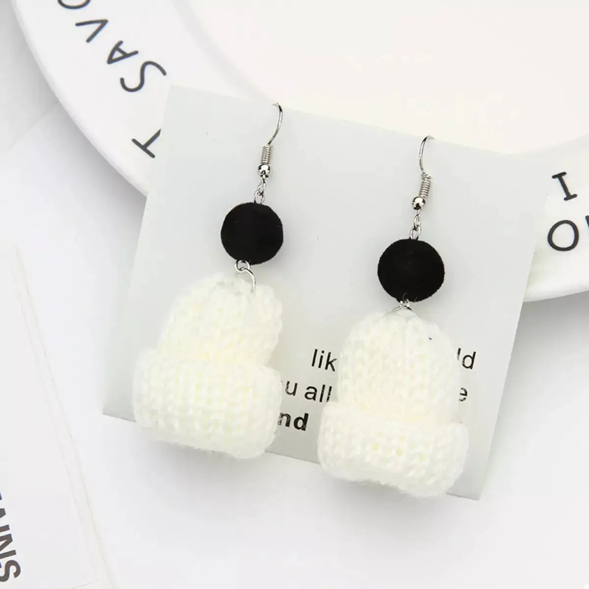 Christmas Knitted Beanie Earrings by Trendsi