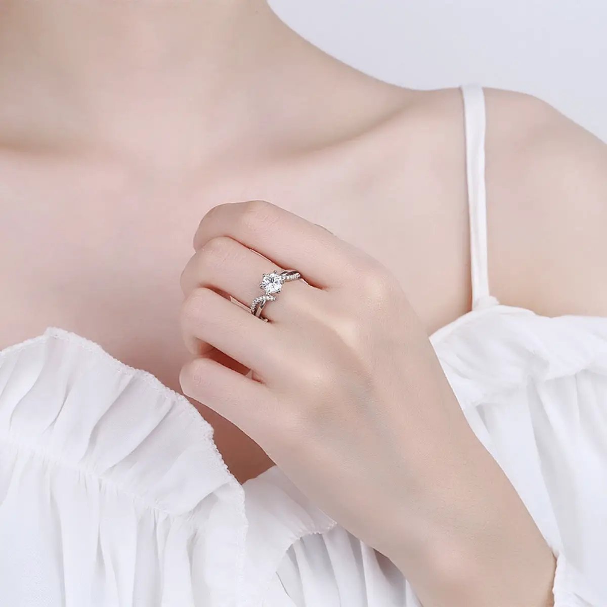 1 Carat Moissanite 925 Sterling Silver Ring by Trendsi