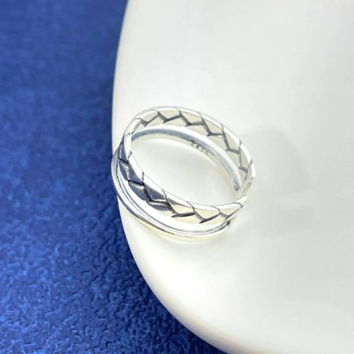 925 Sterling Silver Open Cuff Ring by Trendsi
