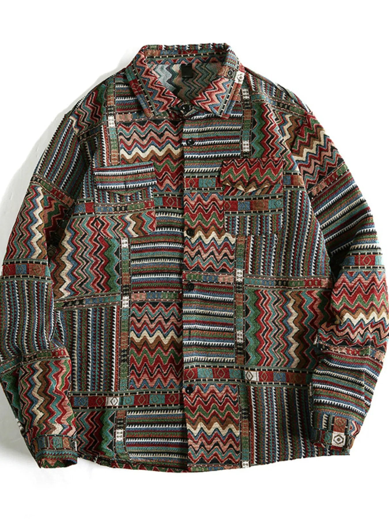 Men's Geometric Button Up Shacket by Trendsi