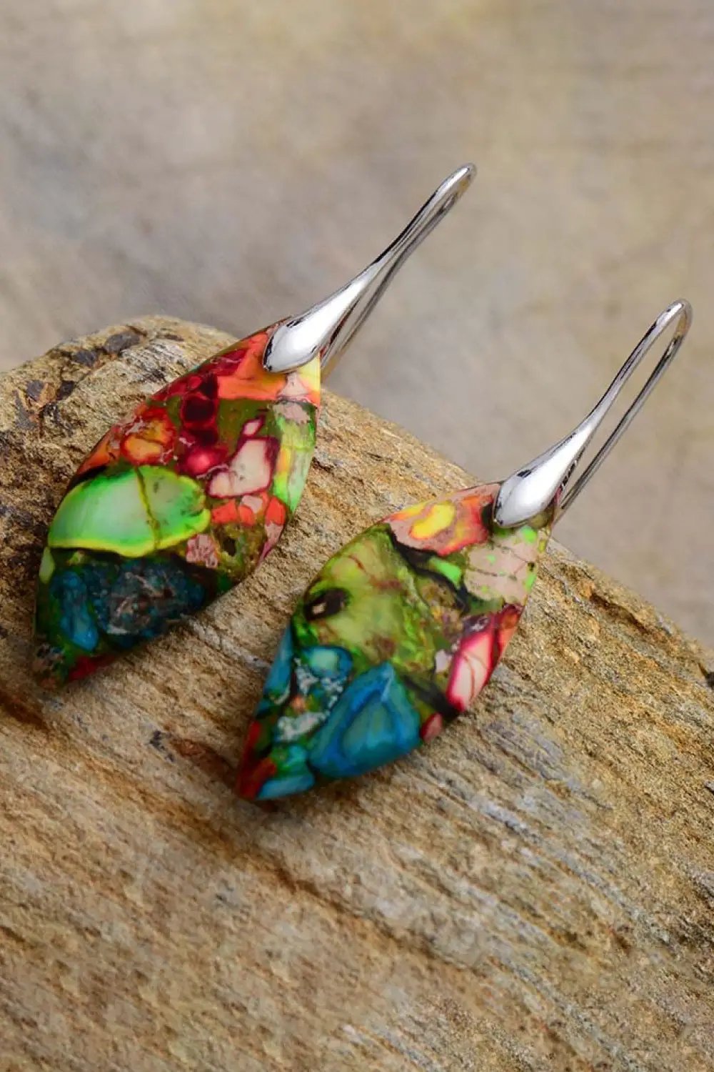 Handmade Natural Stone Dangle Earrings by Trendsi