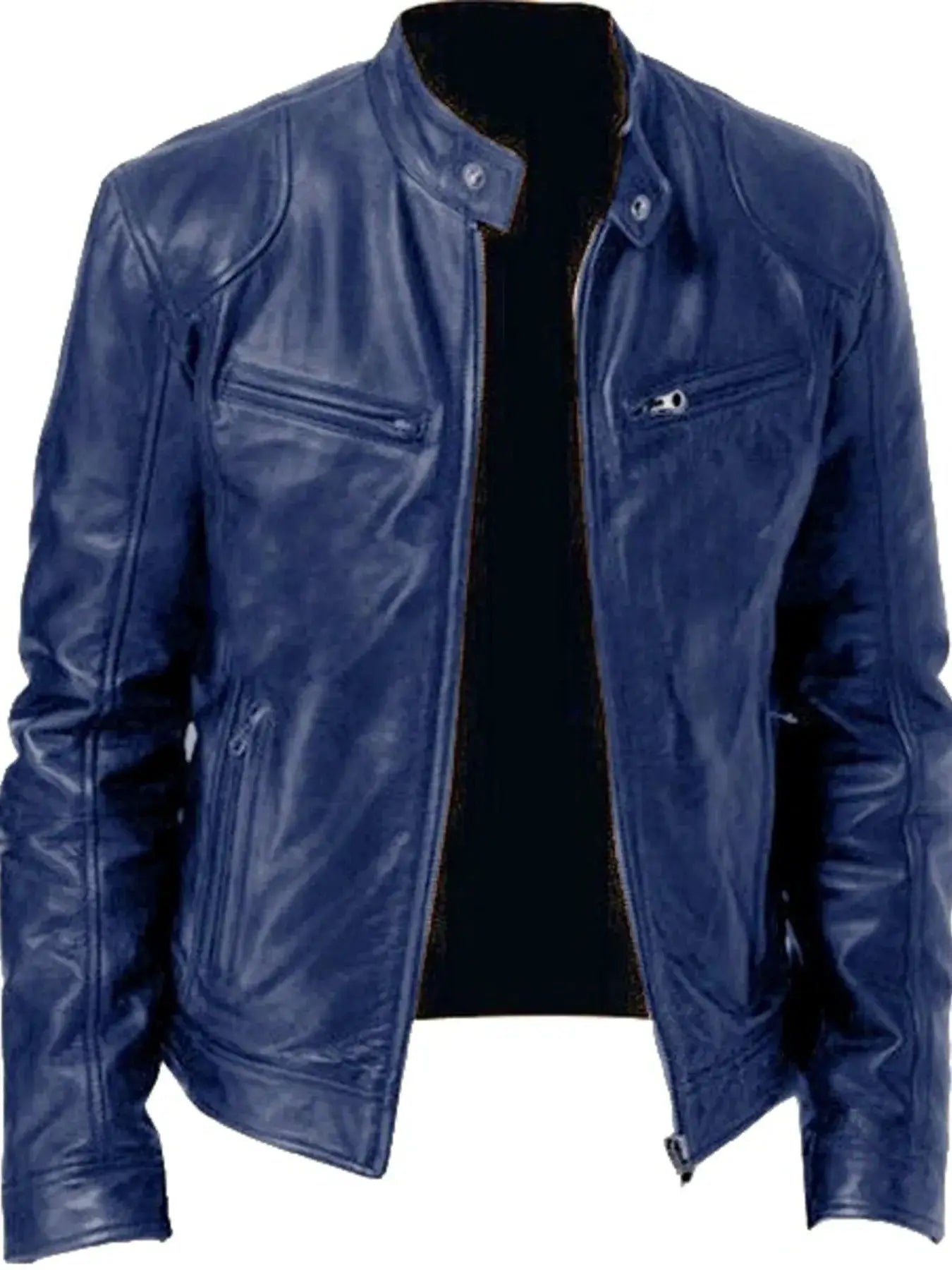 Men's Full Size Leather Biker Jacket with Zipper Pockets Plus Size by Trendsi