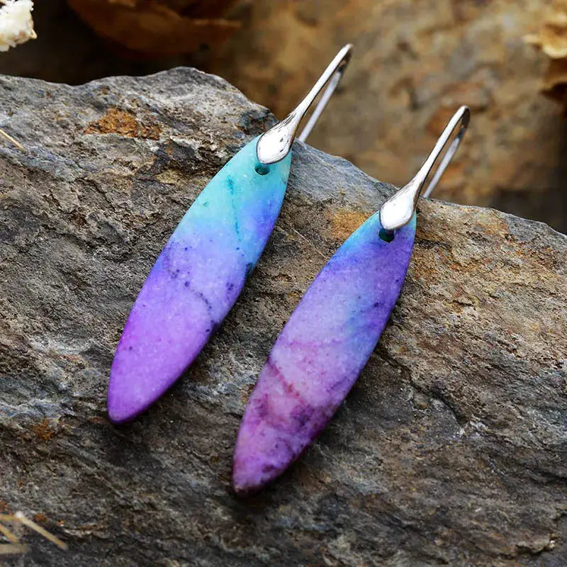 Copper Natural Stone Geometric Shape Earrings by Trendsi