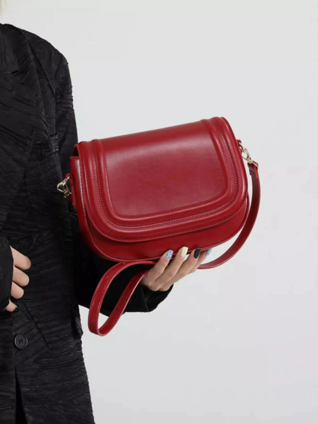 Elegant PU Leather Saddle Crossbody Bag by Trendsi