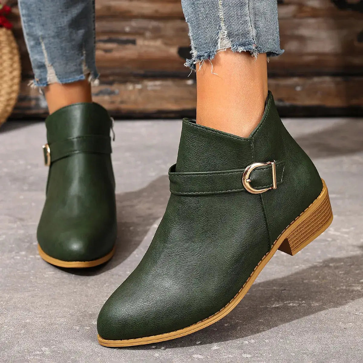Point Toe Block Heels Boots by Trendsi