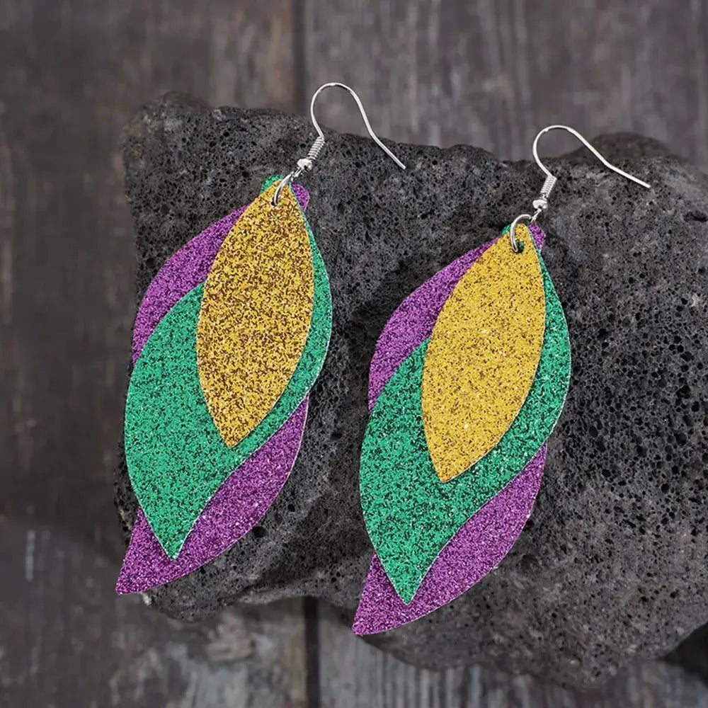 PU Leather Leaf Dangle Earrings by Trendsi